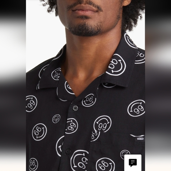 Vans Wilde Short Sleeve black Button-Up Shirt mens size Large - Picture 4 of 12
